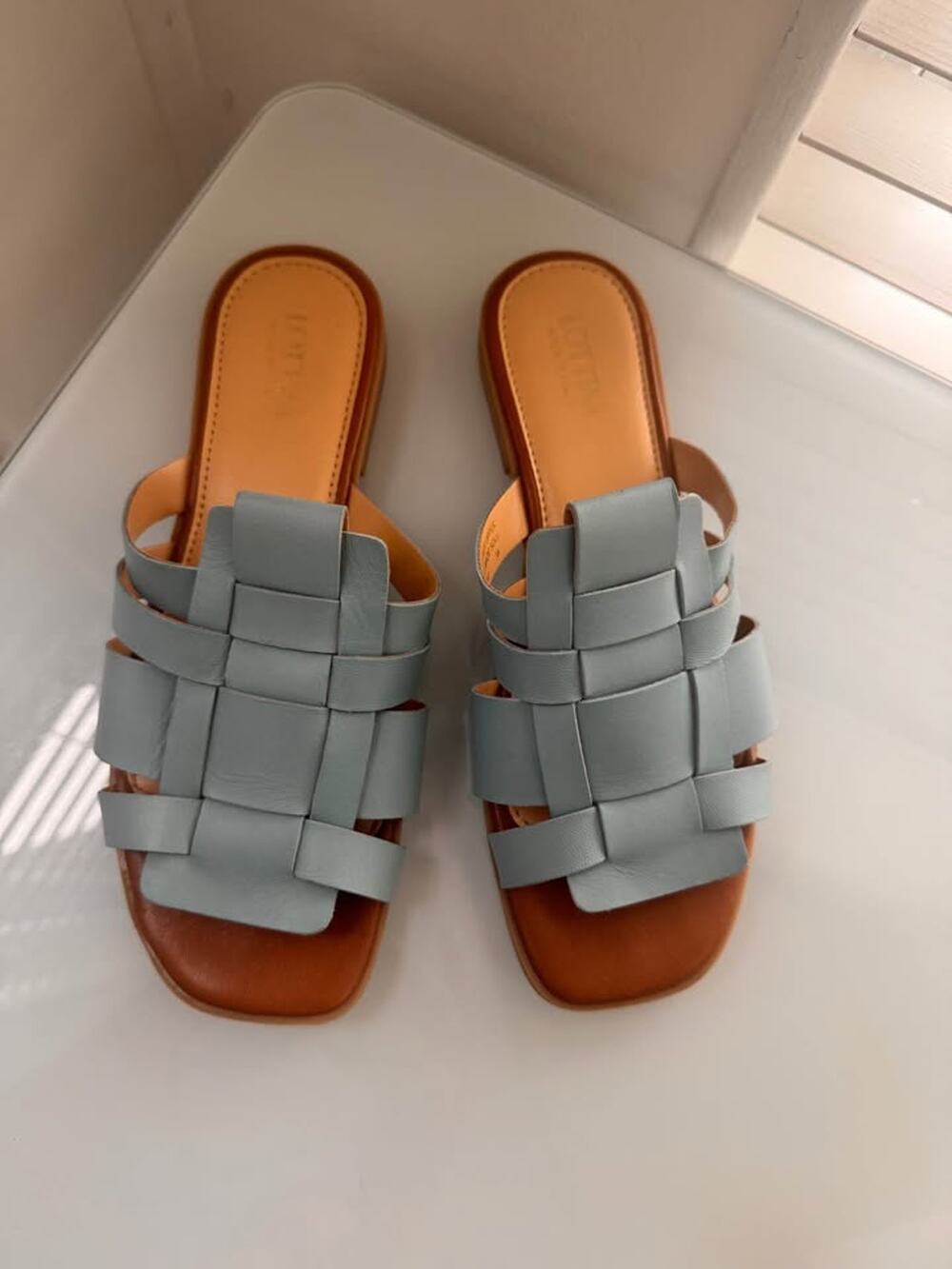 Lottini Made in Italy Light Blue Woven Leather Sandals